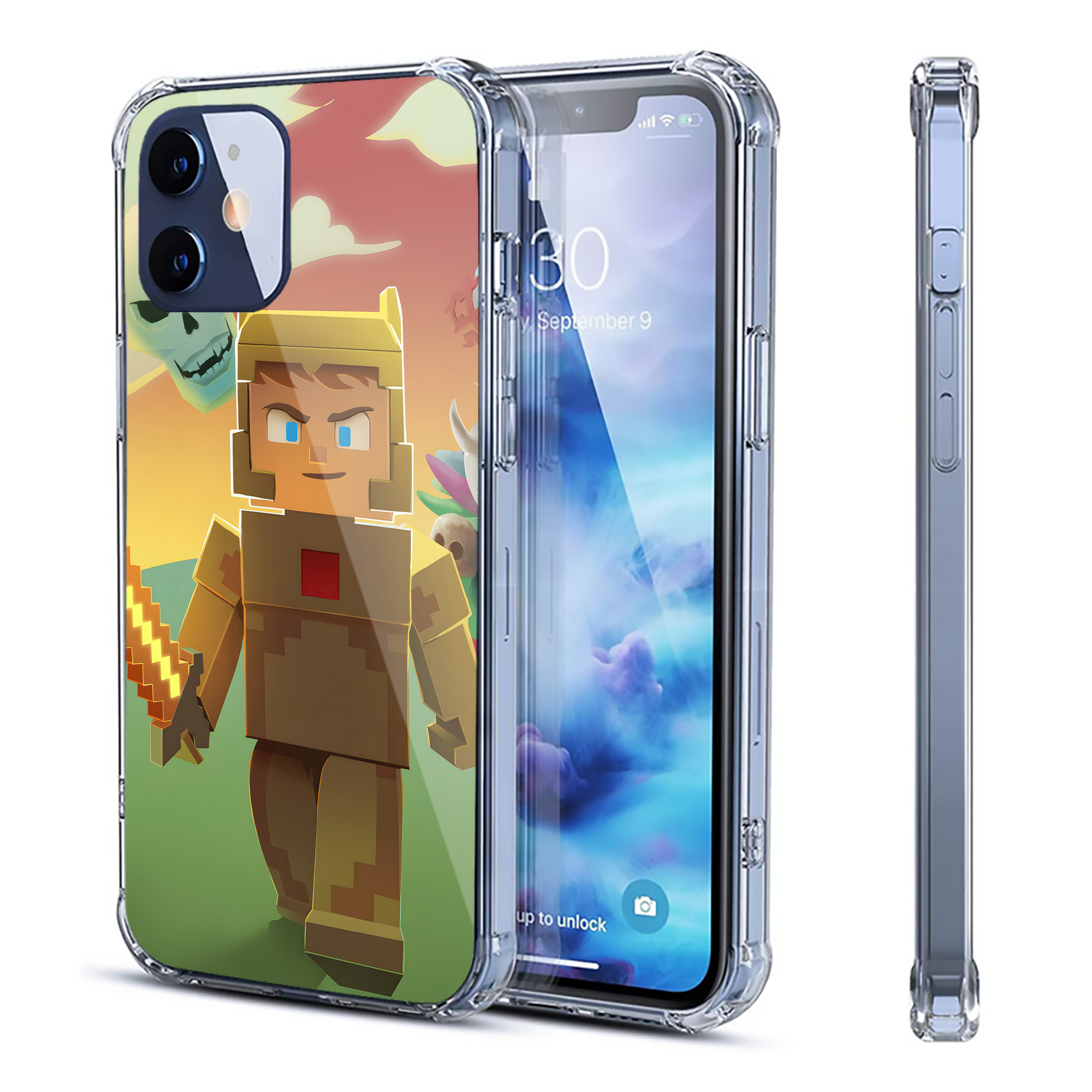 （画像用） マインクラフト ブロックの世界 Minecraft MC Block world 【iPhone 12シリーズ対応】透明スマホケース（クリアソフトケース）